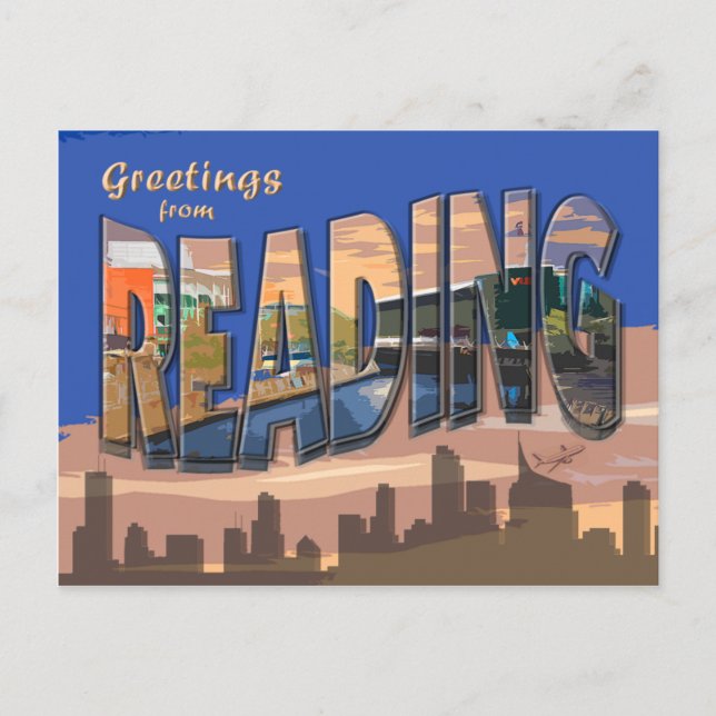 Retro Style Reading  Postcard (Front)