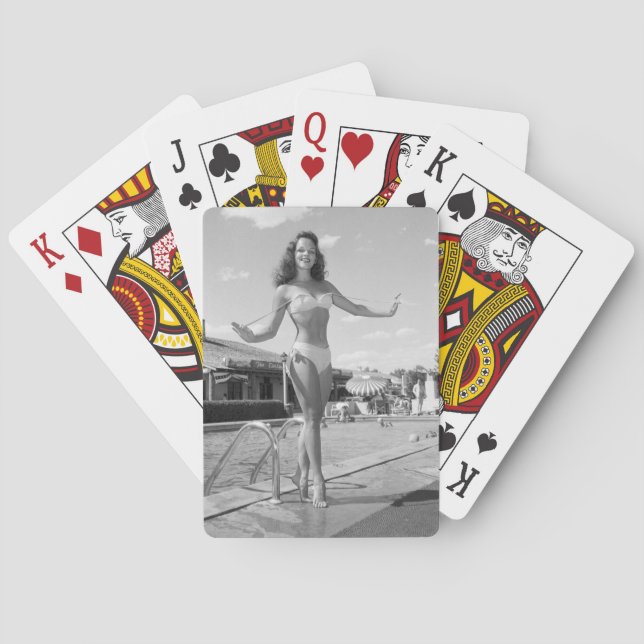 Retro-Style "Relaxing Poolside" Playing Cards (Back)