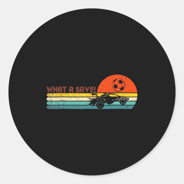 Retro Style Rocket Rc Soccer Car League Funny Game Classic Round Sticker (Front)