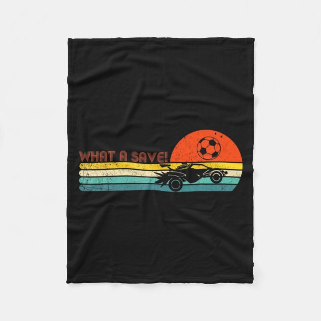 Retro Style Rocket Rc Soccer Car League Funny Game Fleece Blanket (Front)