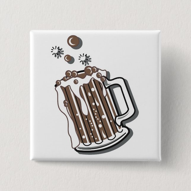 retro style root beer graphic 15 cm square badge (Front)