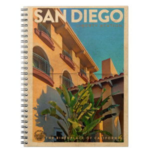 Retro Style San Diego California notebook