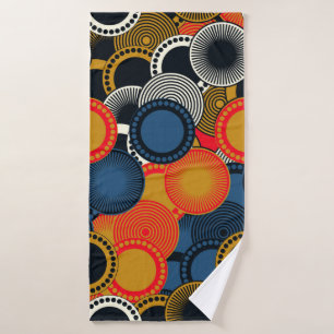 retro style seamless pattern geometric circles in bath towel