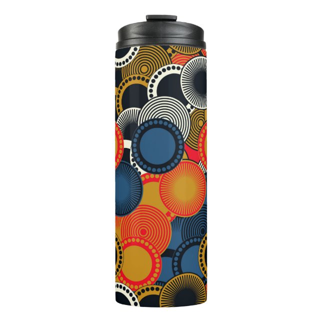 retro style seamless pattern geometric circles in  thermal tumbler (Front)