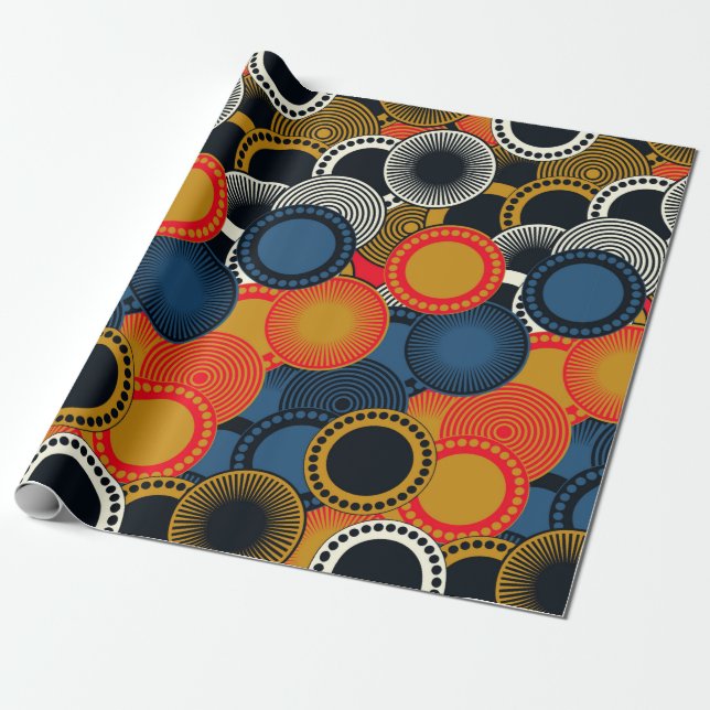 retro style seamless pattern geometric circles in  wrapping paper (Unrolled)