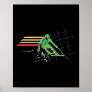 Retro Style Ski T Shirt Snow Ski Shirt Downhill Sk Poster