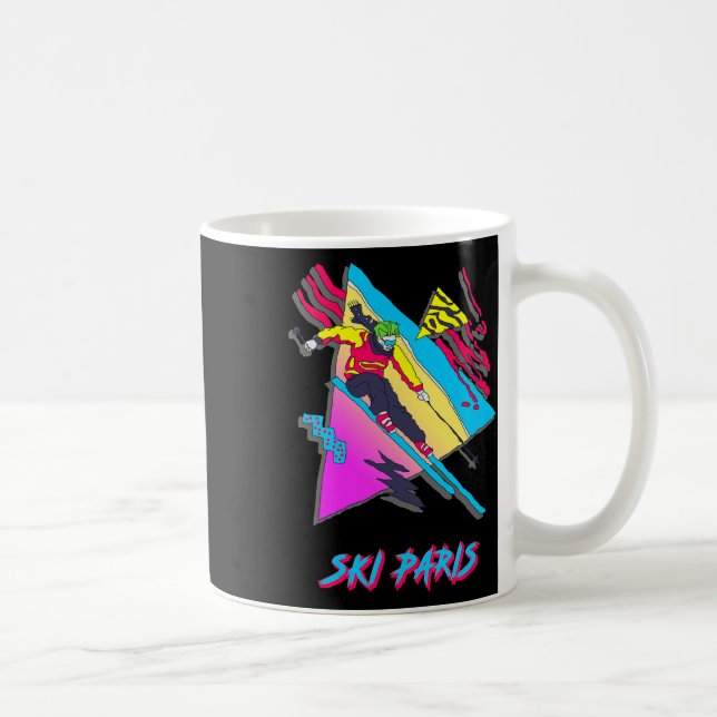 Retro Style Skiing In Paris Graphic  Coffee Mug (Right)