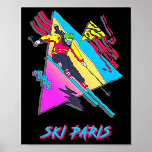 Retro Style Skiing In Paris Graphic Poster