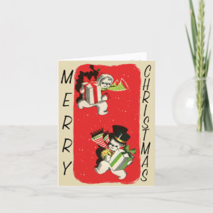 Retro-Style Snowman Christmas Card