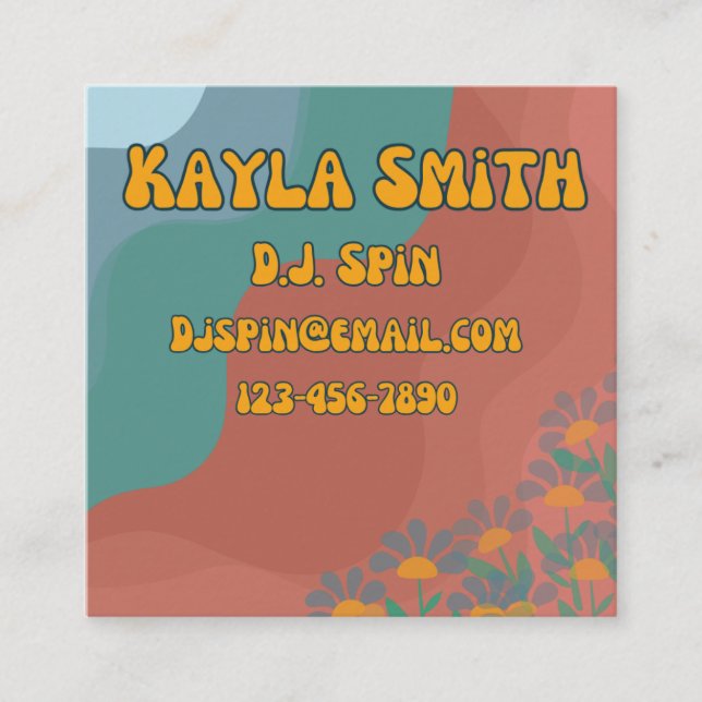 Retro Style Square Business Card (Front)