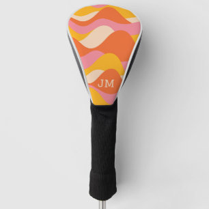 Retro style stormy waves golf head cover