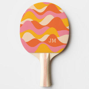 Retro style stormy waves ping pong paddle