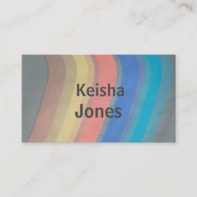 retro style stripes sot colours on grey design business card (Front)