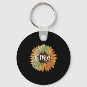 Retro style summer sunflower graphic for oma key ring