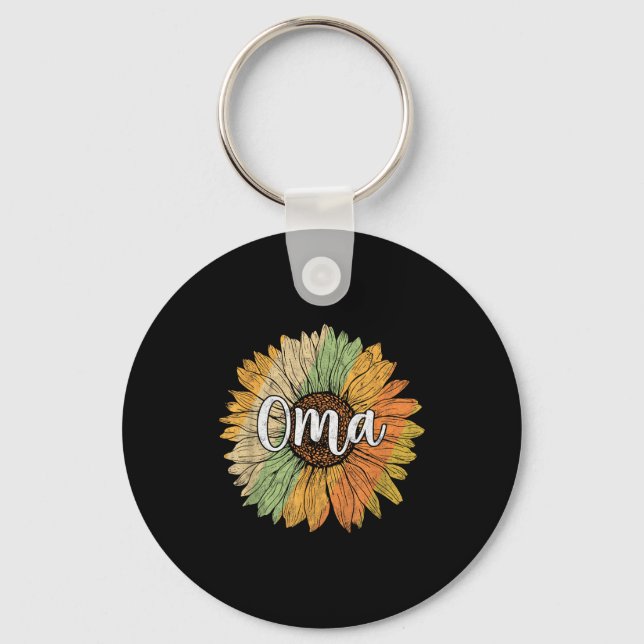 Retro style summer sunflower graphic for oma key ring (Front)