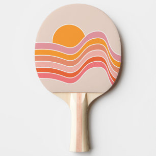 Retro style sunrise illustration ping pong paddle