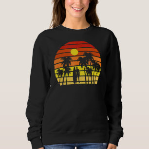 Retro Style Sunset Palm Trees Surfing For Surfers Sweatshirt