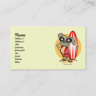 Retro Style Surfin' Pug Business Cards