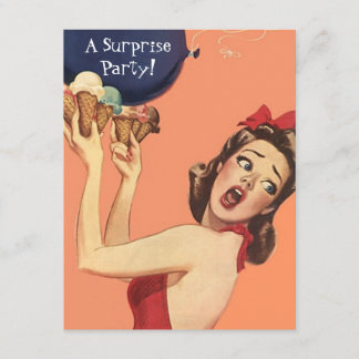 Retro Style Surprise Party Invitations balloon gal