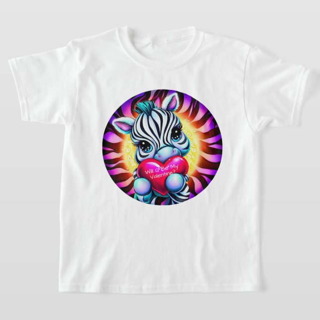 Retro Style Sweet Zebra Valentine T-Shirt (Laydown)