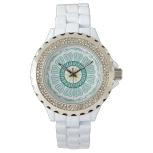 retro-style symmetrical circular pattern watch