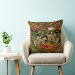 Retro Style Tapestry Exotic Birds Cushion