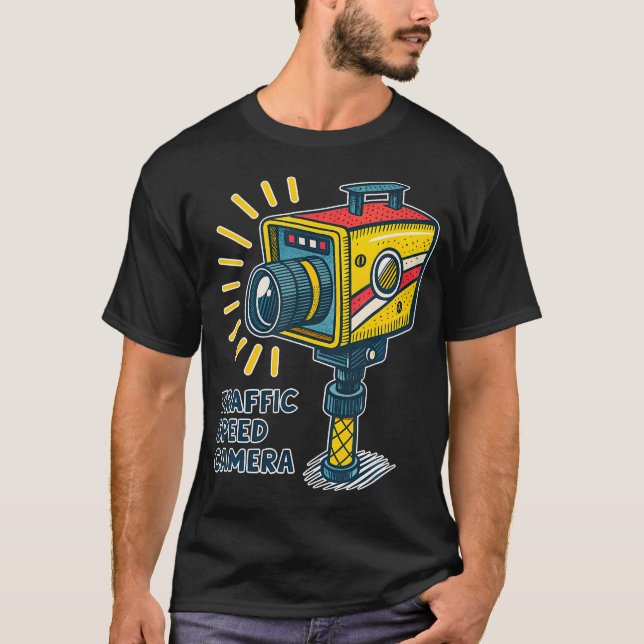 Retro Style Traffic Speed Camera Illustration T-Shirt (Front)