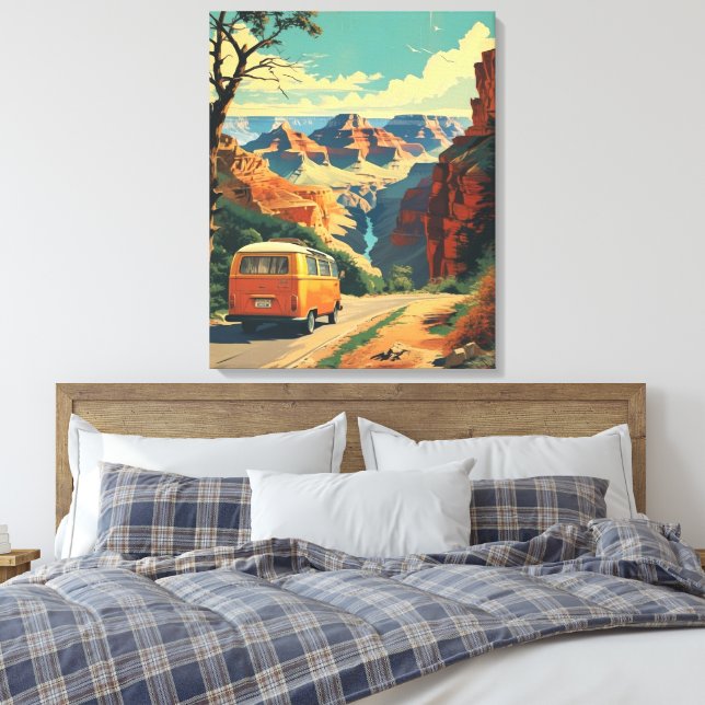 Retro-Style Travel Poster - Grand Canyon Adventure Canvas Print (Insitu(Bedroom))