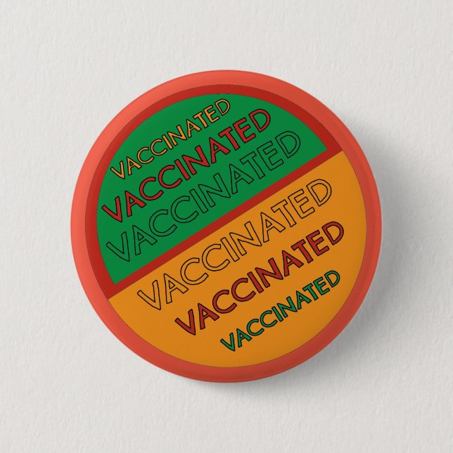 Retro Style Vaccinated (Orange Background) 6 Cm Round Badge (Front)