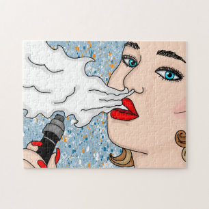 Retro Style Vaping Lady Jigsaw Puzzle