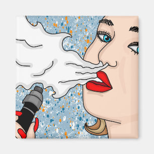 Retro Style Vaping Lady   Magnet
