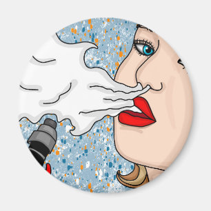 Retro Style Vaping Lady    Magnet
