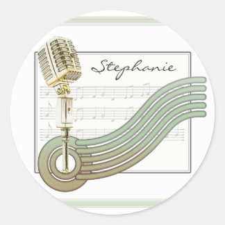 Retro Style Vintage Mic Personalised Stickers
