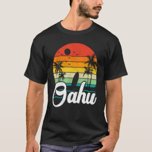 Retro Style Vintage Palm Tree Surf Board Hawaii Oa T-Shirt