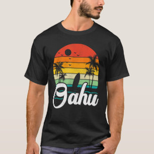 Retro Style Vintage Palm Tree Surf Board Hawaii Oa T-Shirt
