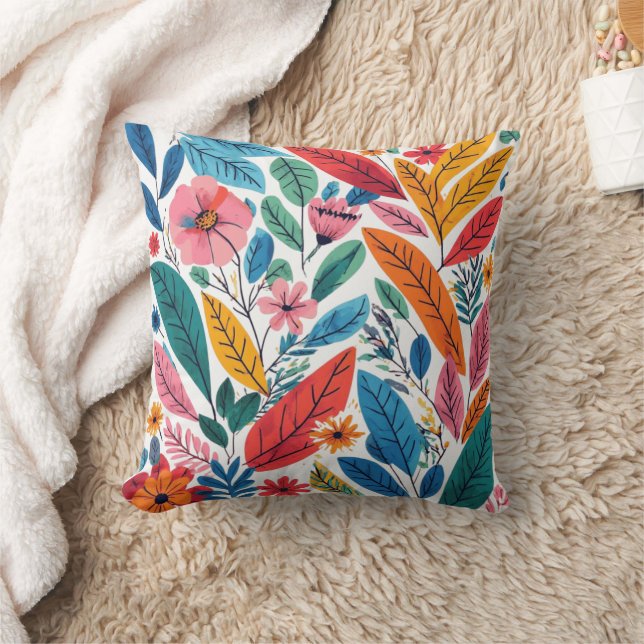 Retro style watercolor  throw pillow (Blanket)
