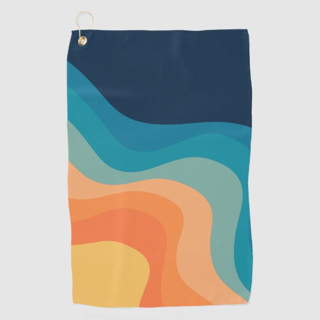 Retro style waves decoration golf towel (Front)