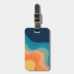Retro style waves decoration luggage tag