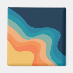 Retro style waves decoration magnet