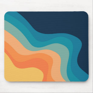Retro style waves decoration mouse pad