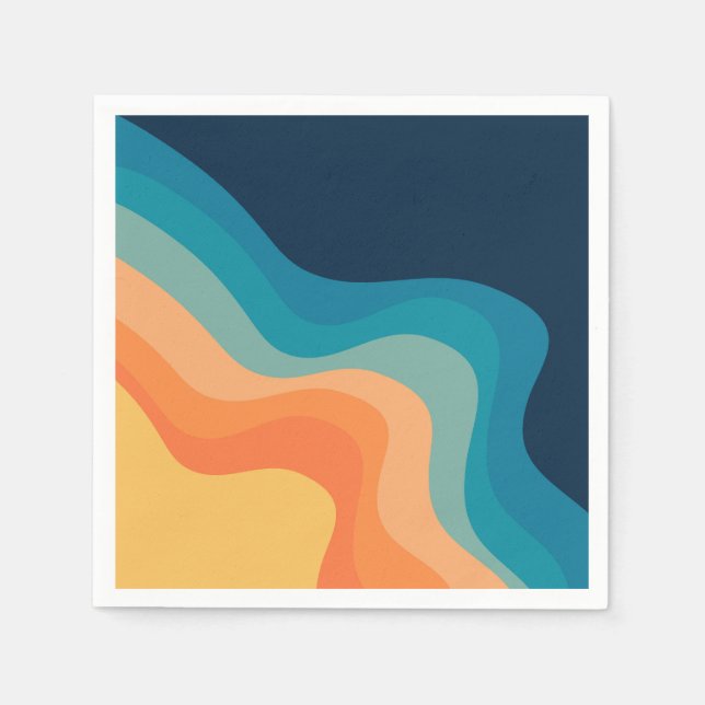 Retro style waves decoration napkin (Front)