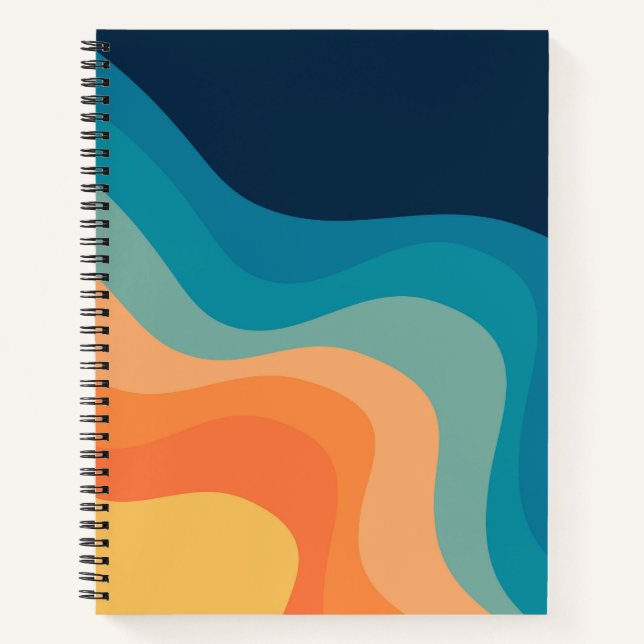 Retro style waves decoration notebook (Front)
