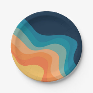 Retro style waves decoration paper plate