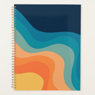 Retro style waves decoration planner