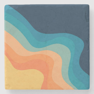 Retro style waves decoration stone coaster