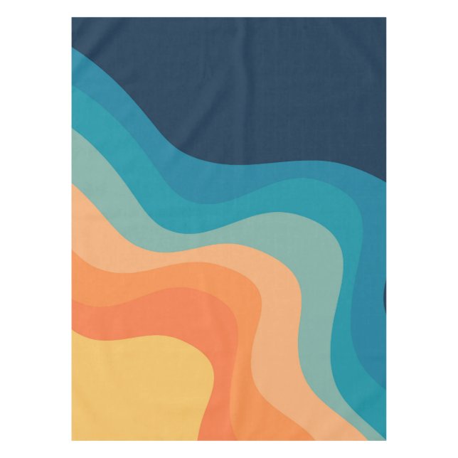 Retro style waves decoration tablecloth (Front)