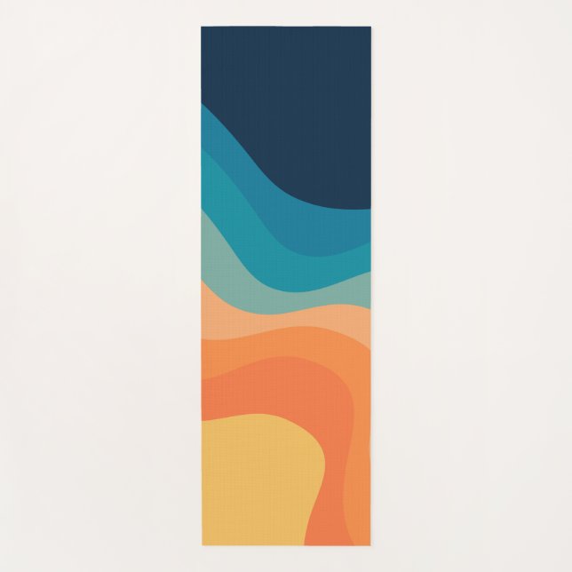 Retro style waves decoration yoga mat (Front)