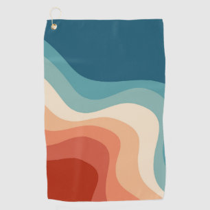 Retro style waves golf towel