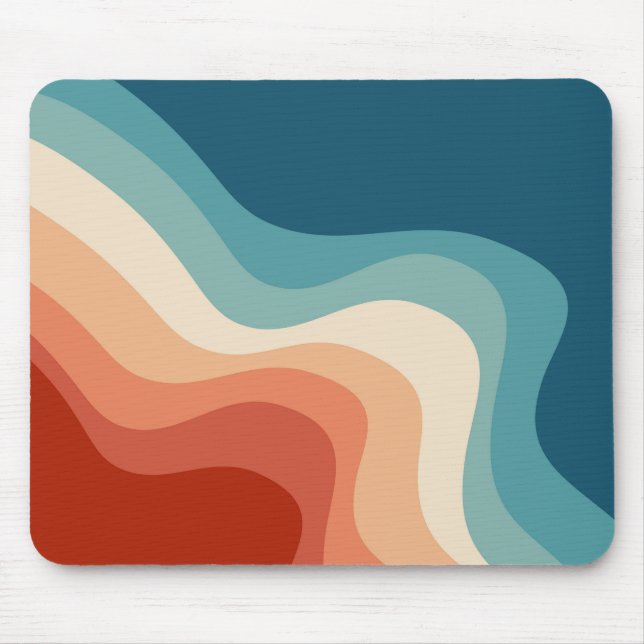 Retro style waves mouse pad (Front)