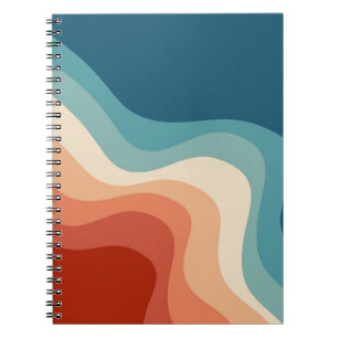 Retro style waves notebook